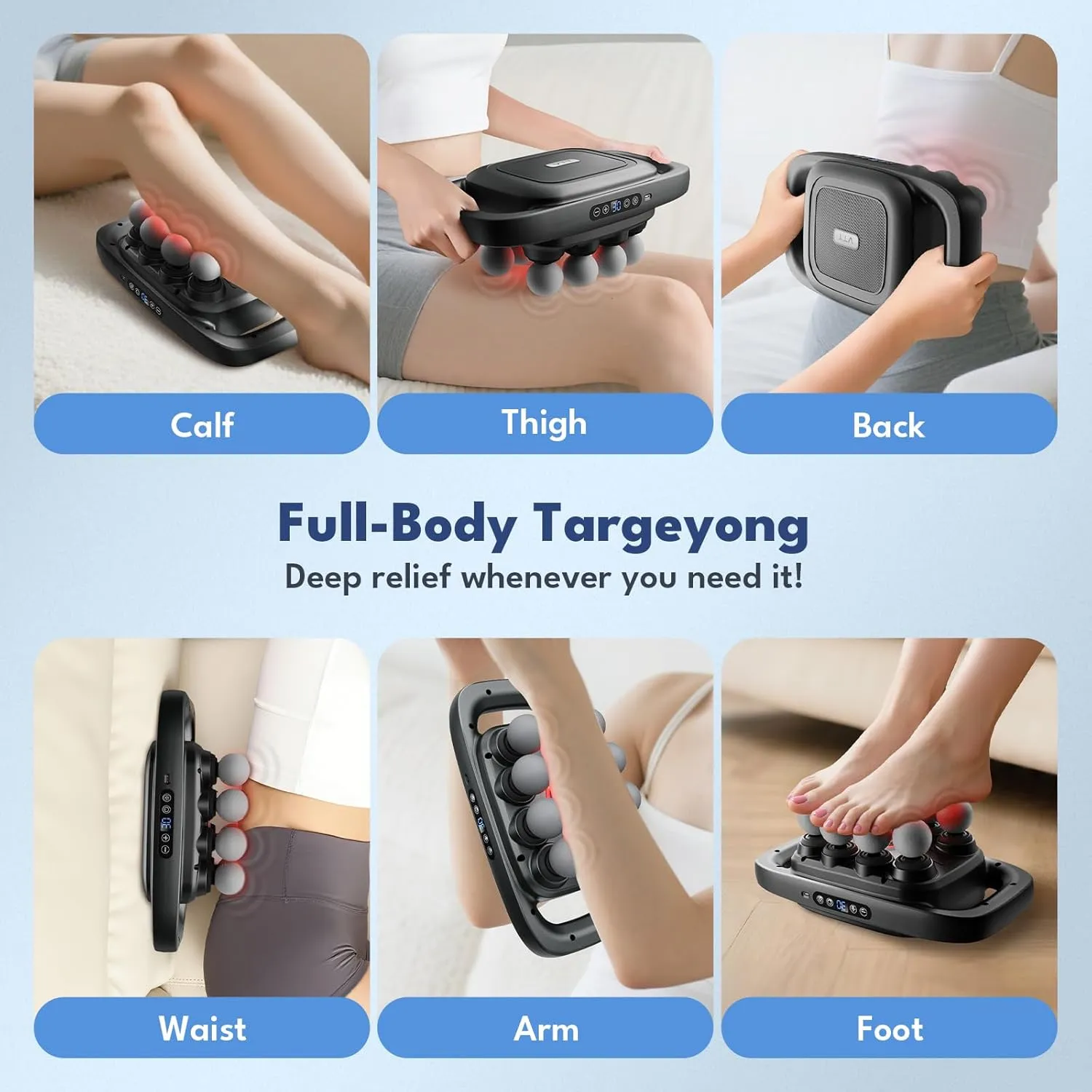 8 head massage gun for back, shoulders, legs, & muscle pain relief
