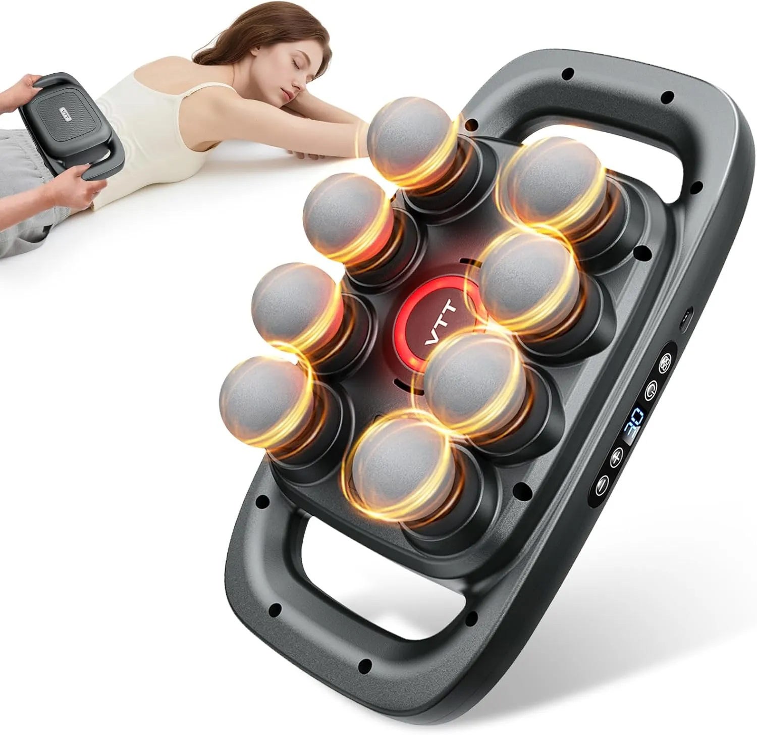 8 head massage gun for back, shoulders, legs, & muscle pain relief