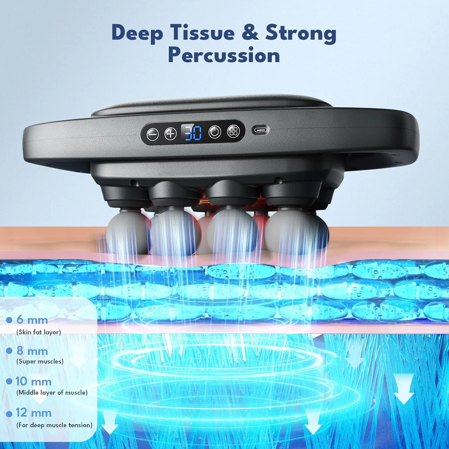 8 head massage gun for back, shoulders, legs, & muscle pain relief